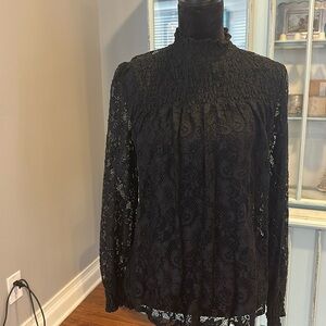 Black lace long sleeve shirt. Size medium.